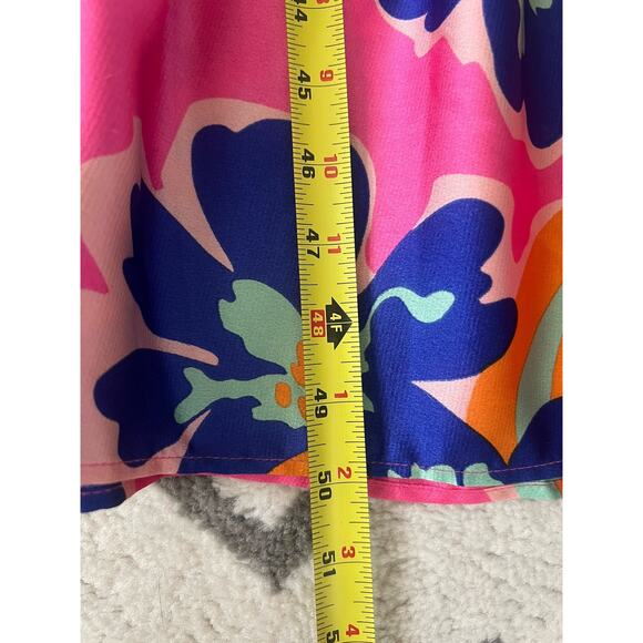 VANILLA BAY Colorful Floral Pleated Bodice Smocked Ruffle Midi Dress Sz S NWT - Picture 14 of 14